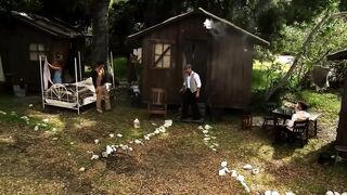 Amber Rayne, Hannah West, and Kaci Star Get Gangbanged Outdoors