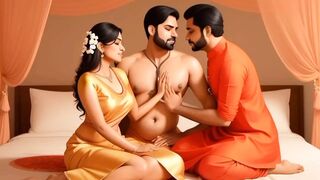 The beautiful wife was working in the kitchen, the husband came from behind and started having sex.